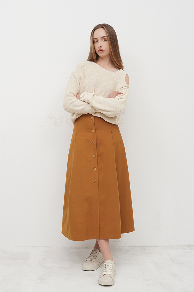 Спідниця бавовняна охра на ґудзиках (С 91)